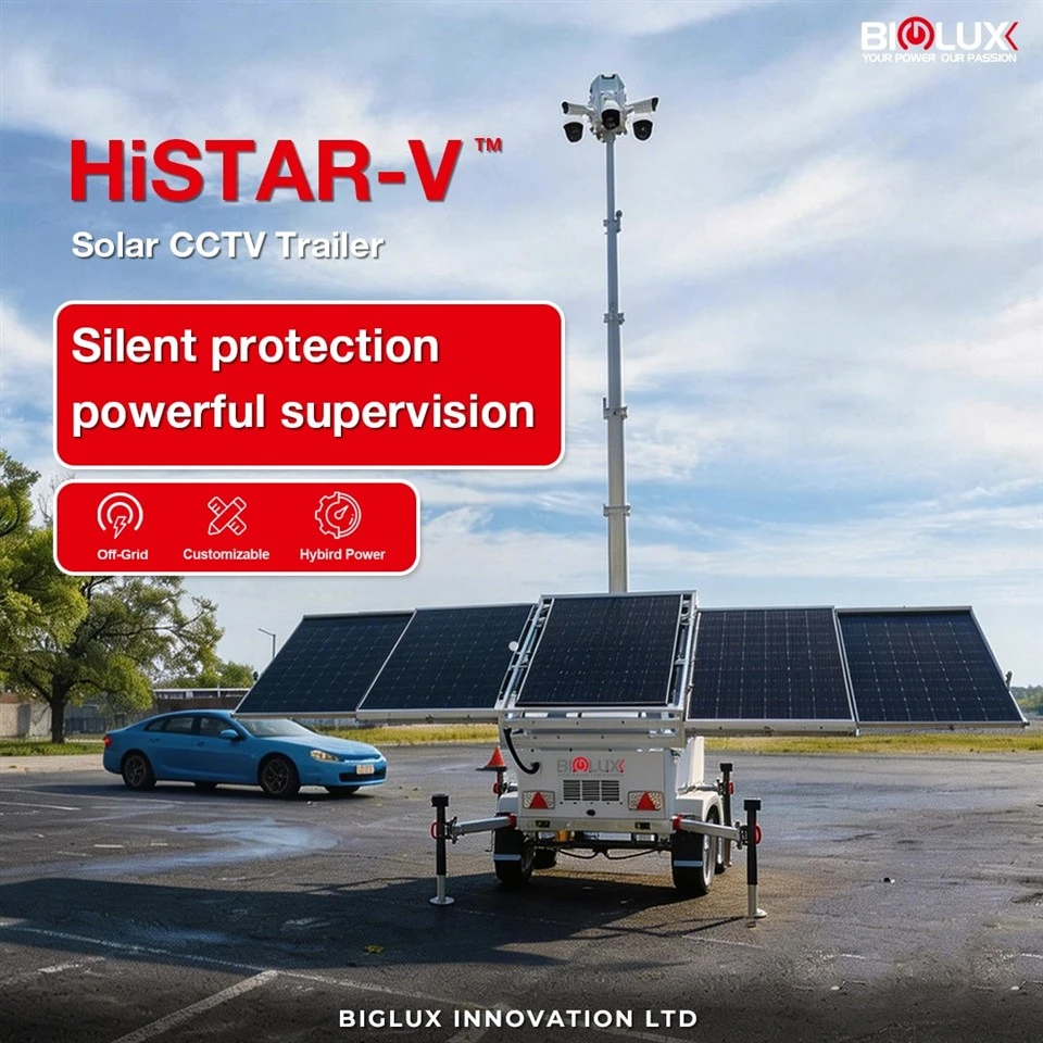 Solar CCTV Tower System Mobil overvågningskamera trailer med backup diesel