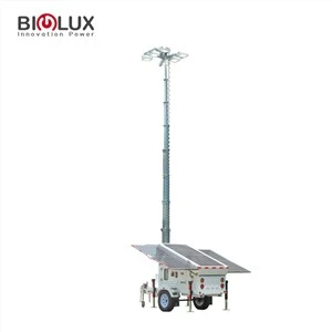 Roter 360 graders LED-lys med mobil solvogn